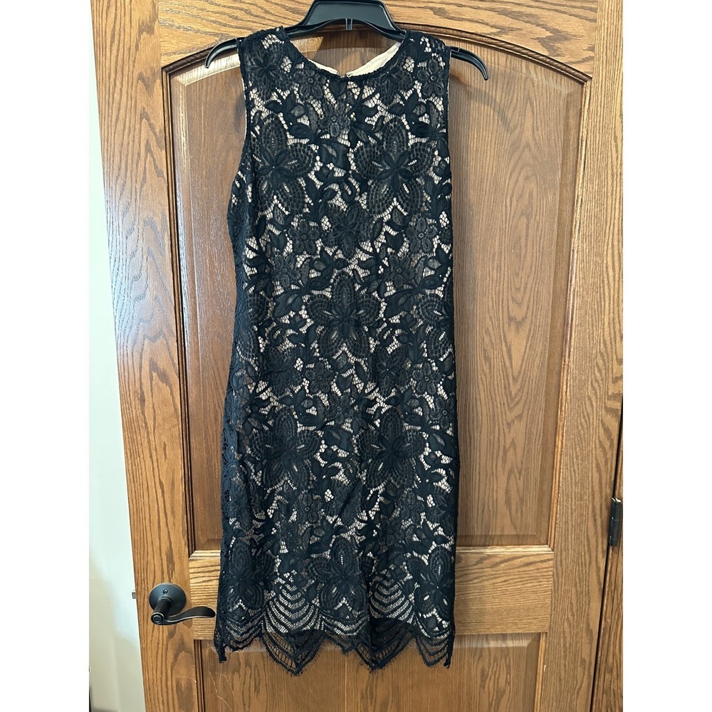 Women's‎ Sharagano Black and Tan Lace Dress